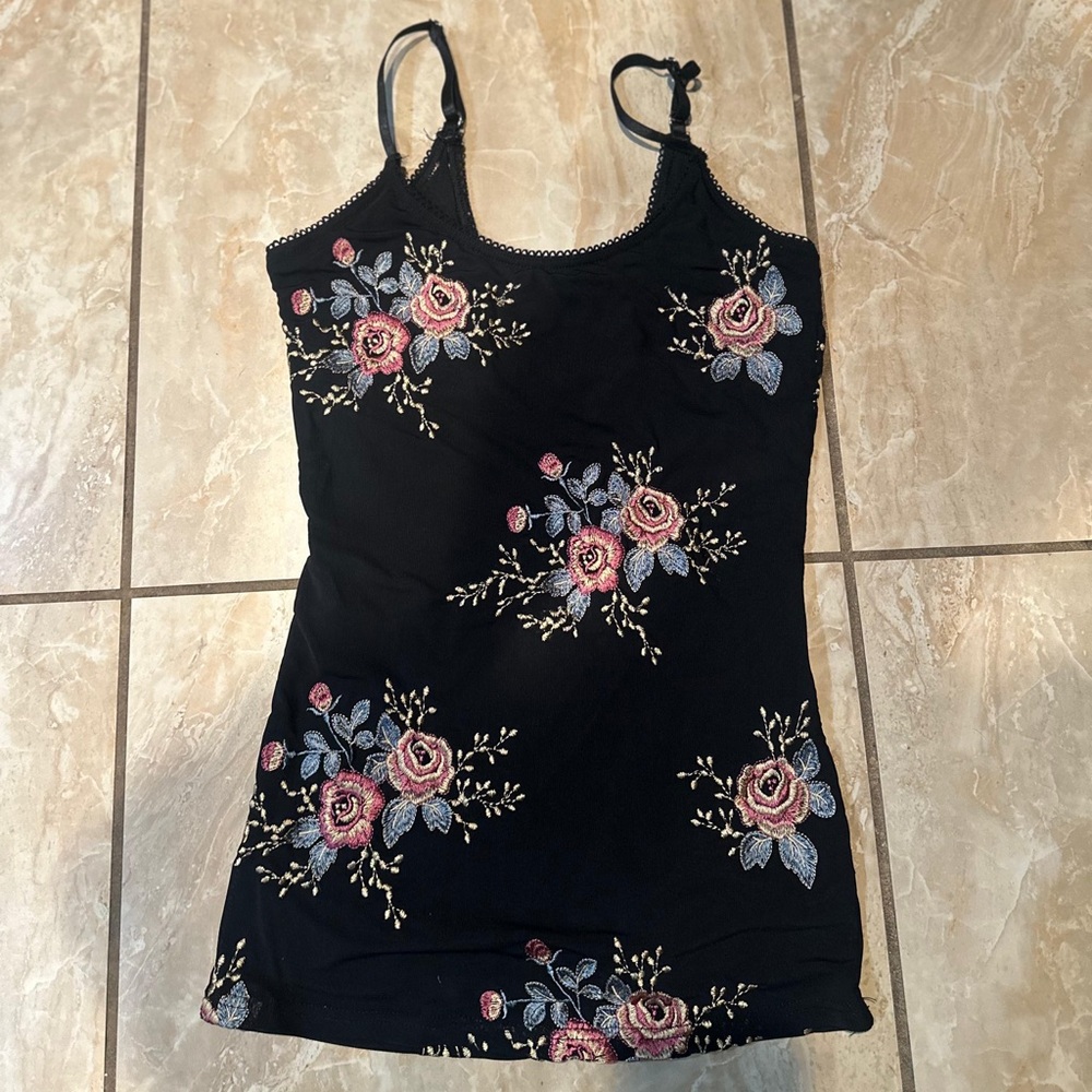 Black Floral Gimmicks Tank Top Size S